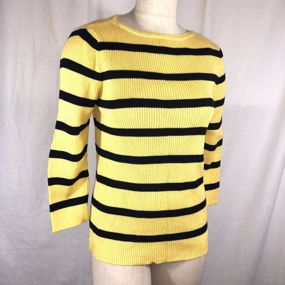 Lauren Jeans Company Yellow Black Stripe Sweater